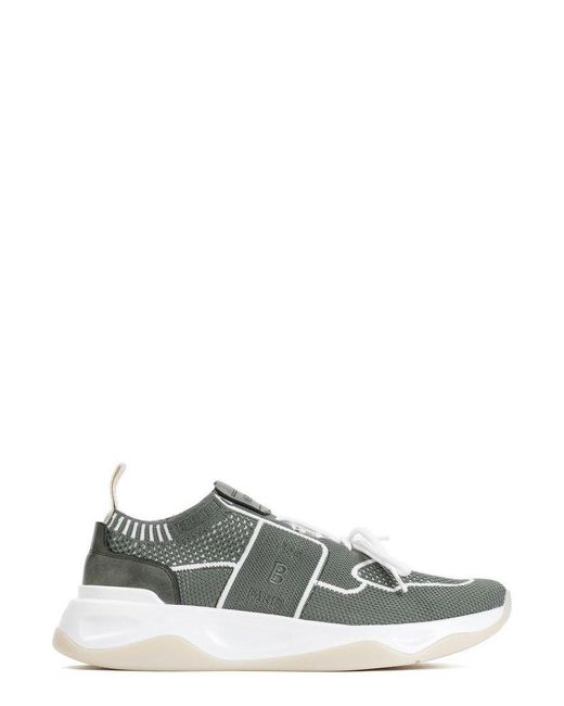 Berluti Gray Logo Embroidered Knitted Lace-up Sneakers for men