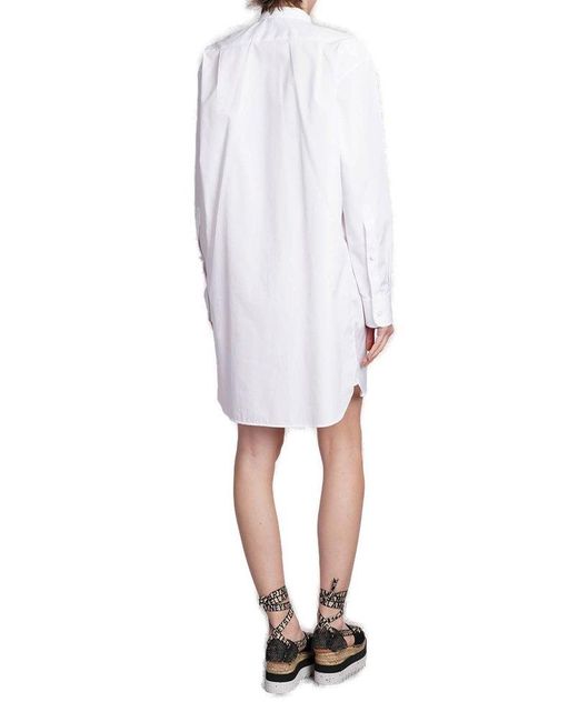 Stella McCartney White Plastron Long-sleeved Shirt Dress