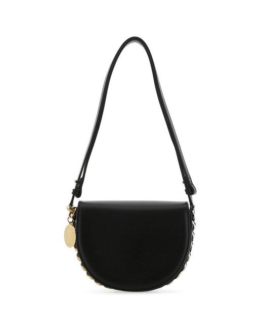 Stella McCartney Black Frayme Small Flap Shoulder Bag