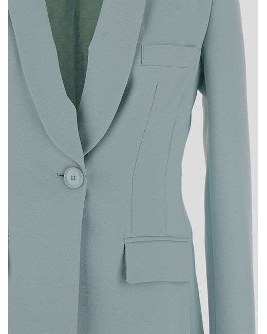 Elisabetta Franchi Green Single Breasted Crepe Jacket