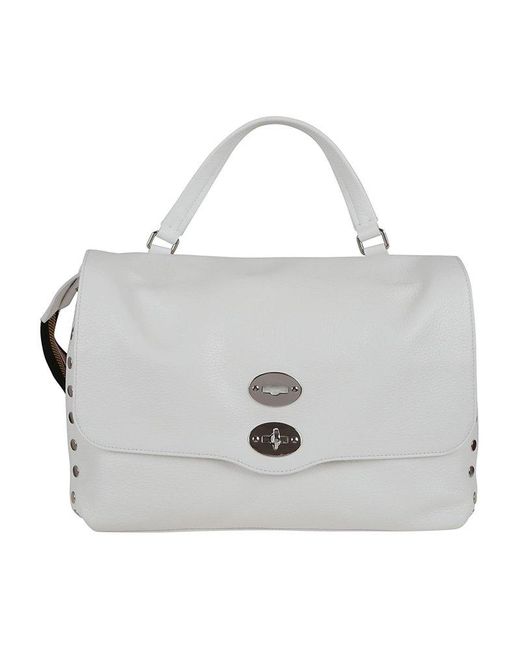 Zanellato White Postina Studded Top Handle Bag