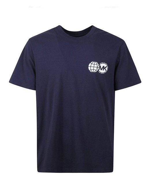 Michael Kors Blue Logo Printed Crewneck T-shirt for men