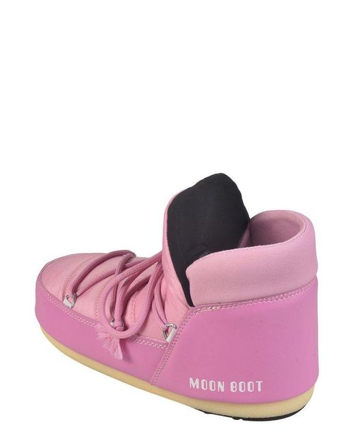 Moon Boot Pink Lace-up Chunky Padded Ankle Boots
