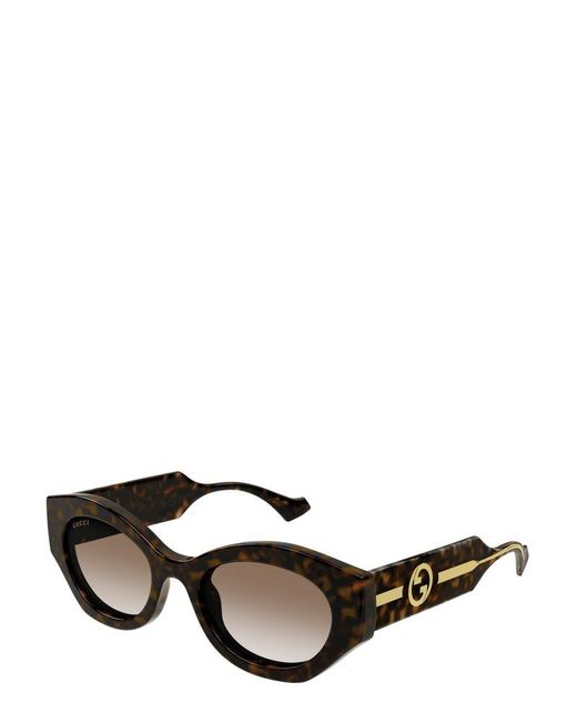 Gucci Black La Piscine Oval Frame Sunglasses