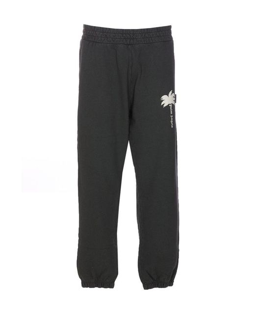 Palm Angels Black The Palm Printed Elasticated Waist Track Trousers for men