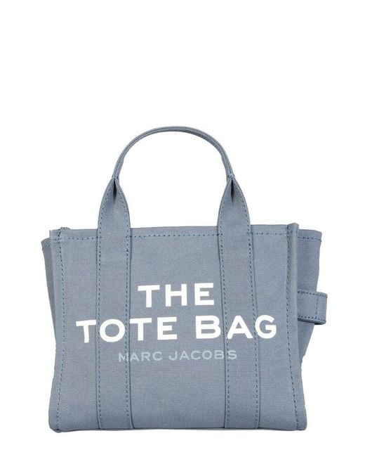 Marc Jacobs Blue Logo Printed Zipped Small Tote Bag