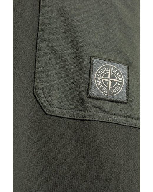 Stone Island Green T-shirt With A Pocket, for men
