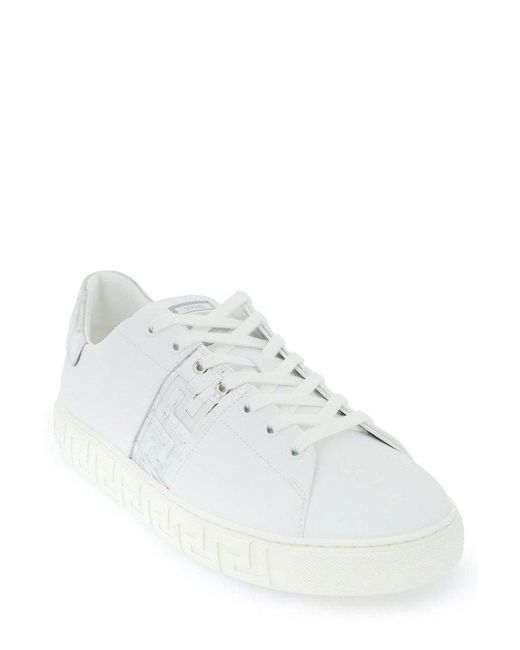 Versace White Round-toe Lace-up Sneakers for men