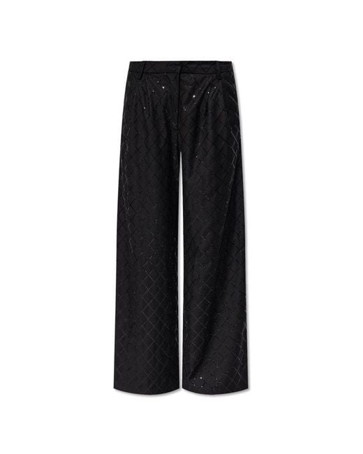 ROTATE BIRGER CHRISTENSEN Black Trousers With Shimmering Sequins,