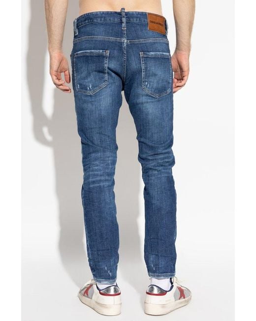 DSquared² Black Distressed Skinny Jeans for men