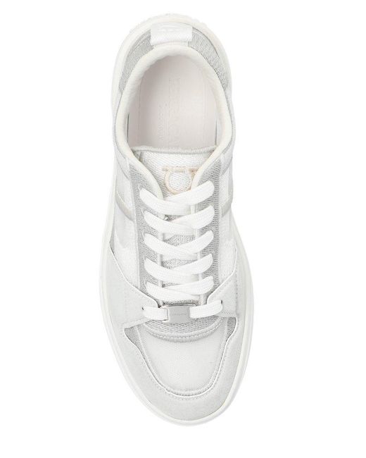 Ferragamo White Destiny Lace-up Sneakers