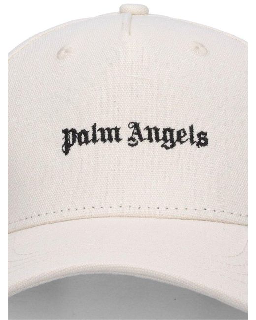 Palm Angels Natural Embroidered Canvas Baseball Cap for men