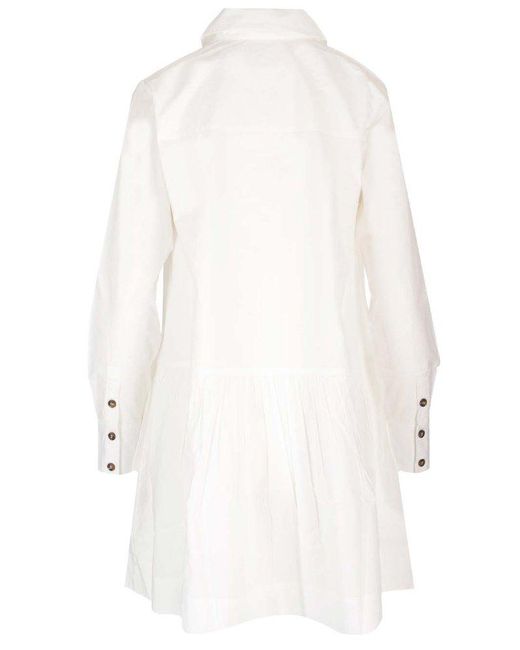 Ganni White Seam Detailed Mini Shirt Dress