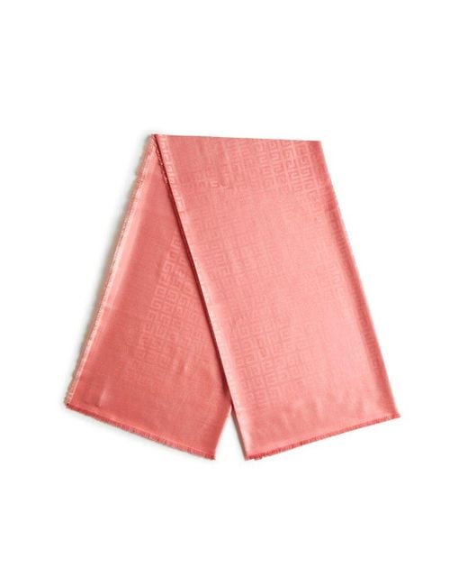 Givenchy Pink 4g Silk And Wool Shawl