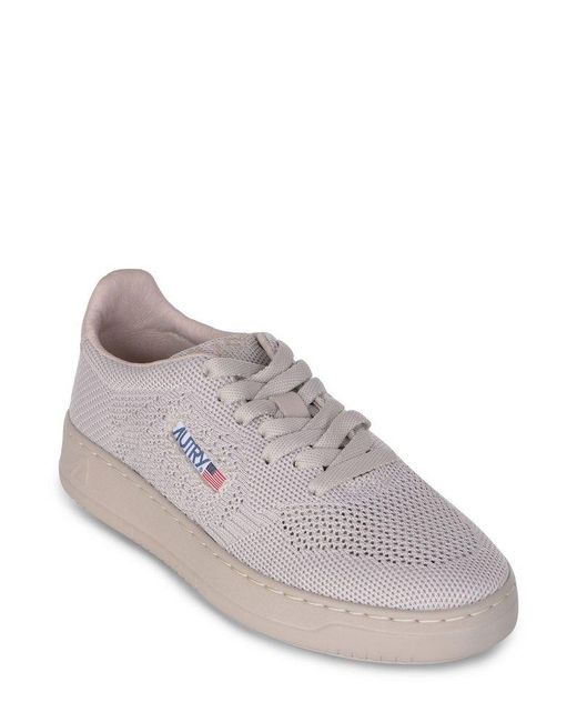 Autry White Easeknit Medalist Low Sneakers