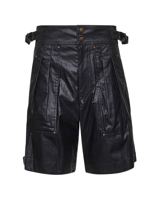 Isabel Marant Black Waxed Linen Blend Felize Shorts