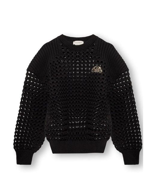 Alexander McQueen Black Openwork Sweater for men