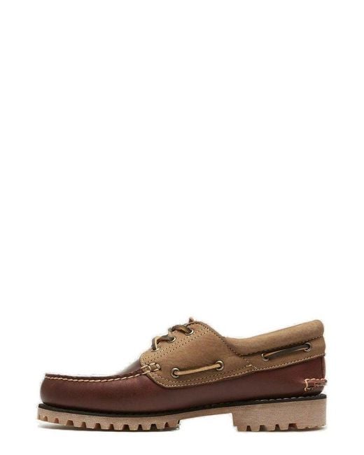 Timberland Brown Logo Patch Lace-Up Shoes for men