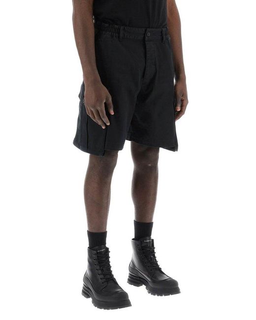 DSquared² Black Straight Leg Cargo Shorts for men
