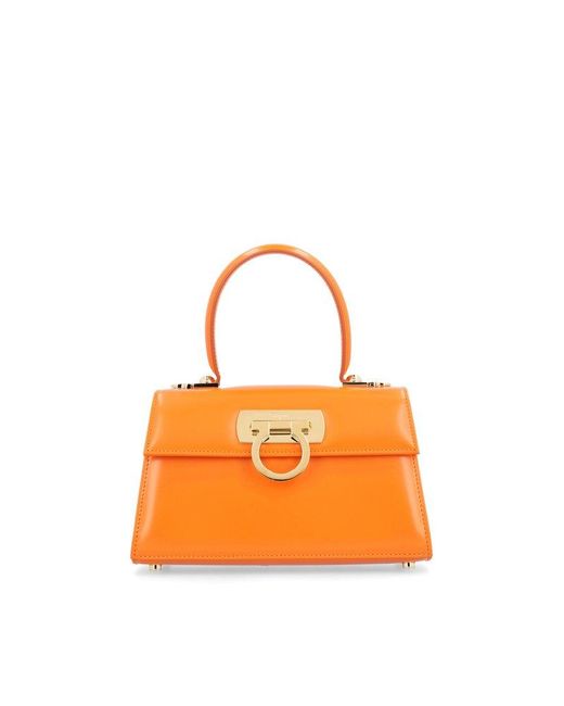 Ferragamo Orange Iconic Top Handle Bag