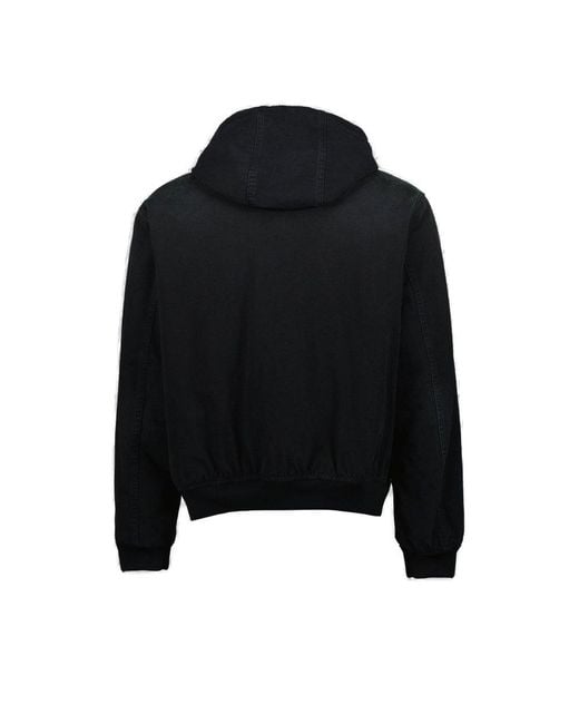 Prada Black Zipped Denim Hooded Jacket for men