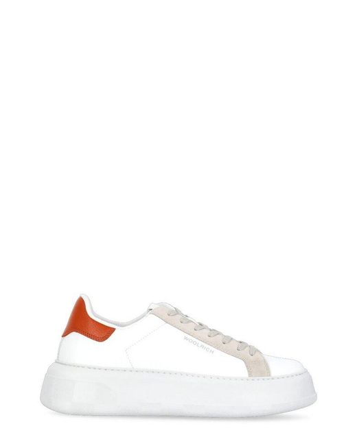 Woolrich White Round Toe Chunky Court Sneakers