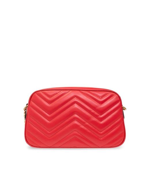 Gucci Red 'GG Marmont Small' Shoulder Bag
