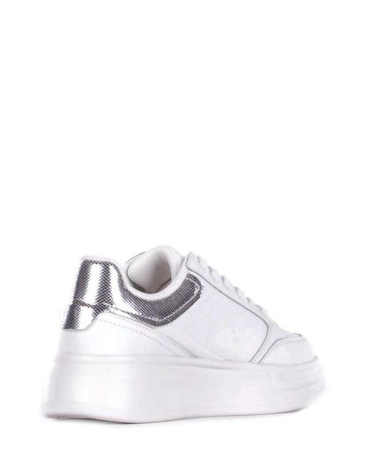 Liu Jo White Logo-Plaque Lace-Up Sneakers