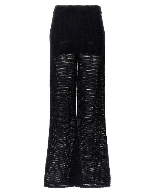 Moschino Black Jeans Heart Patch Crochet-knit Flared Trousers