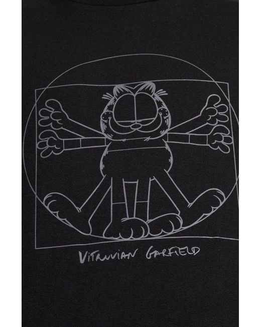 Iceberg Black X Garfield Short-sleeved Crewneck T-shirt for men