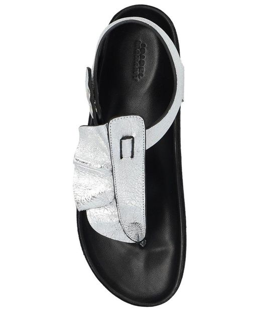 Isabel Marant Black Isela Metallic Ruffled Sandals