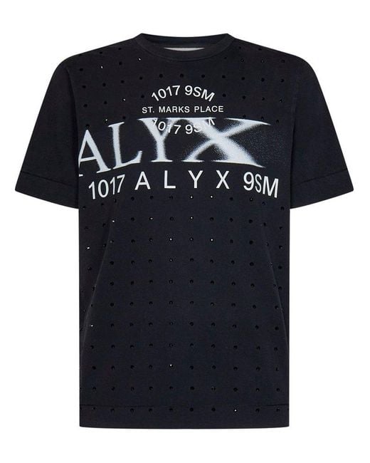 1017 ALYX 9SM Black Logo Printed Crewneck T-shirt