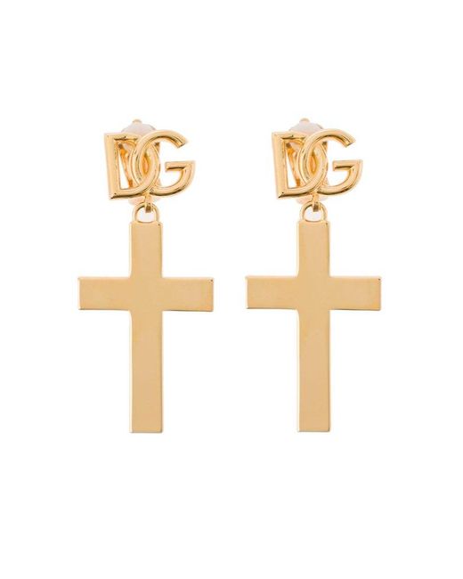 Dolce & Gabbana White Cross Logo Earrings