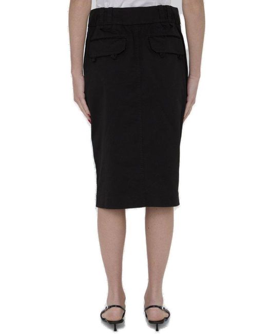 Saint Laurent Black High Waist Pencil Skirt