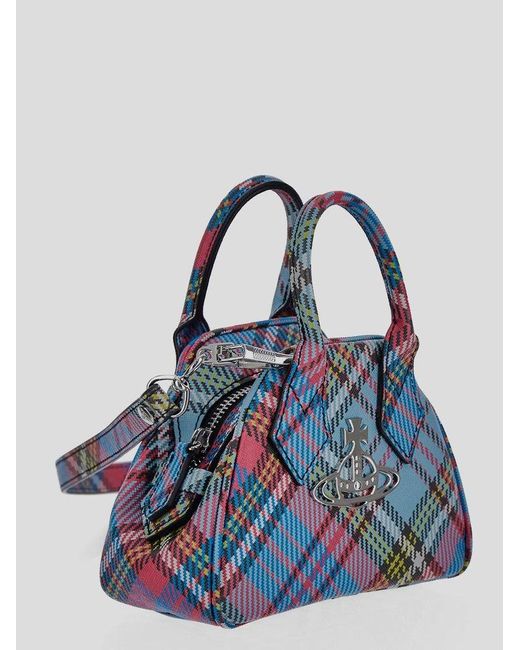 Vivienne Westwood Saffiano Printed Mini Yasmine Bag in Blue