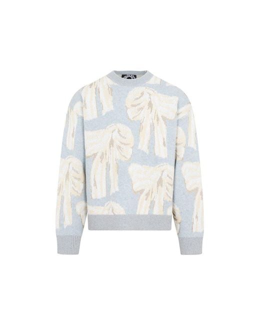Acne White Wool Jacquard Print Sweater for men
