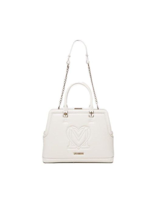 Love Moschino White Chain-linked Tote Bag