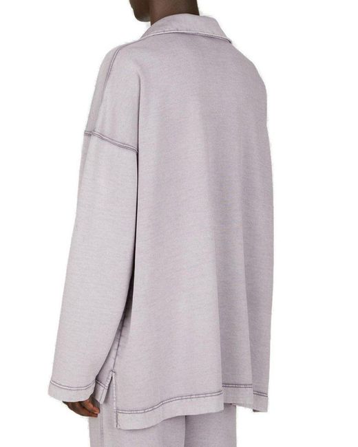 Dries Van Noten Gray Drop Shoulder Slouchy Polo Sweatshirt for men