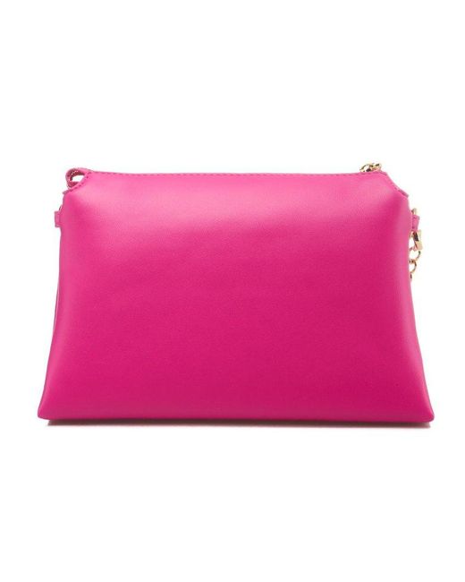 Love Moschino Pink Logo Plaque Zipped Shoulder Bag