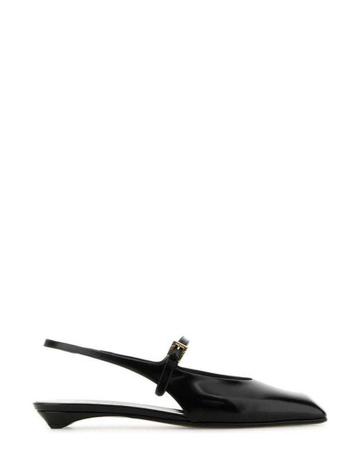 Prada Black Square-Toe Slingback Ballerina Shoes