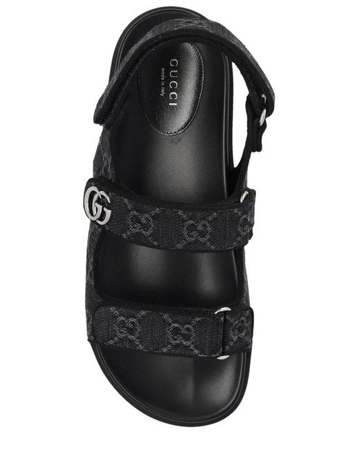 Gucci Black Monogrammed Logo Plaque Sandals