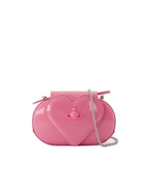 Vivienne Westwood Pink Jonny Heart Flap Zipped Crossbody Bag