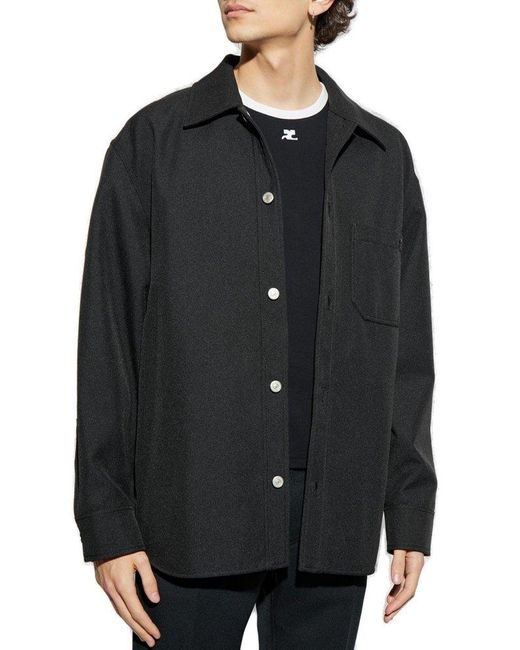 Courreges Black Retro Twill Oversized Shirt for men