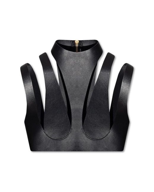 Balmain Cutout Leather Top in Black Save 2 Lyst