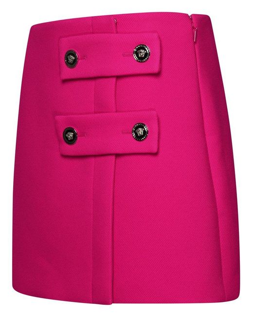 Versace Pink Fuchsia Silk Blend Miniskirt