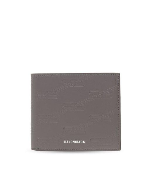 Balenciaga Embossed Monogram Leather Wallet in Grey for Men | Lyst Canada