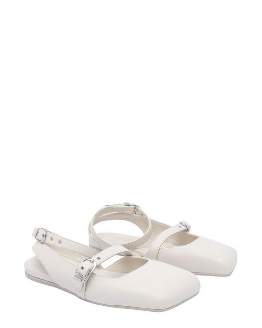 Vic Matié White Ankle Strap Flats