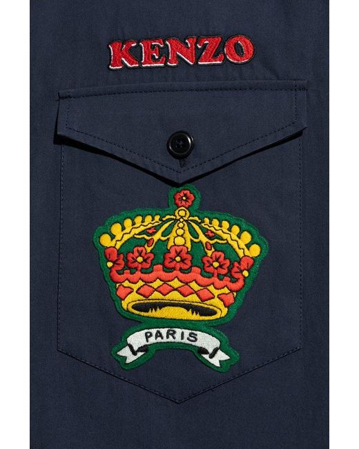 KENZO Blue Shirt With Logo, for men