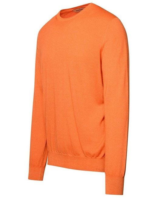 Gran Sasso Orange Crewneck Ribbed Jumper for men