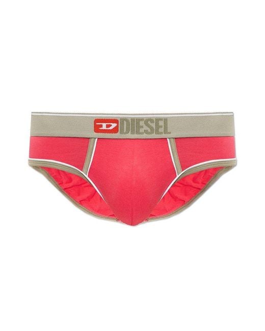 DIESEL Pink 'umbr-andre' Briefs With Logo for men